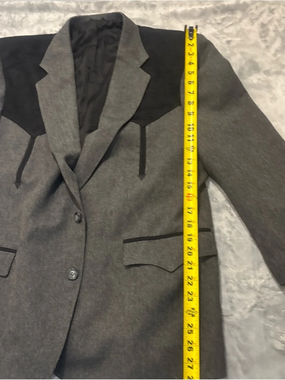 46R Circle S Mens 2 Button Blazer Sport Coat Jacket  Gray Black
